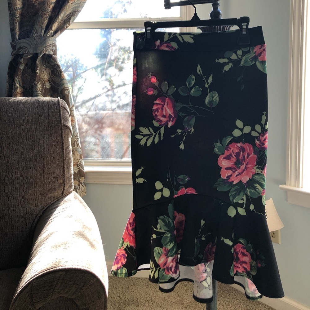 A floral skirt, a nice material